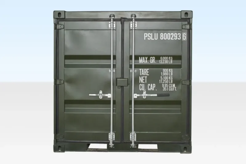 Conteneur maritime de 8 pieds, un seul voyage, vert (RAL 6007). - Image 3